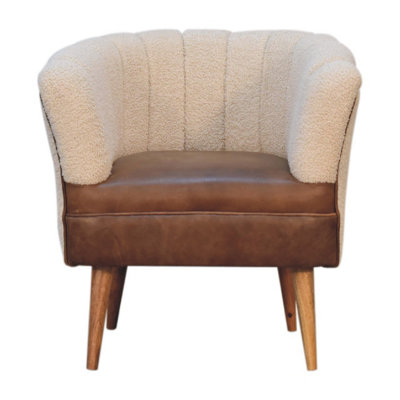 Artisan Furniture Solid Wood Boucle Cream Buffalo Armchair