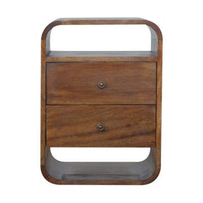 Artisan Furniture Solid Wood Chestnut Curve 2 Drawer Bedside