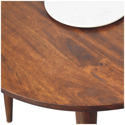 Artisan Furniture Solid Wood Chestnut Round Nordic End Table