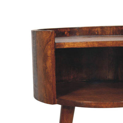 Artisan Furniture Solid Wood Chestnut Round Open Slot Bedside