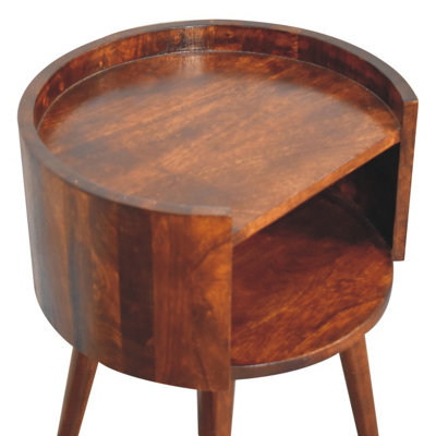 Artisan Furniture Solid Wood Chestnut Round Open Slot Bedside