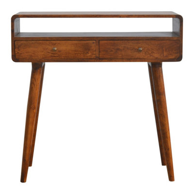 Artisan Furniture Solid Wood Curved Chestnut Console Table