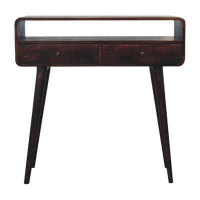 Artisan Furniture Solid Wood Curved Light Walnut Console Table