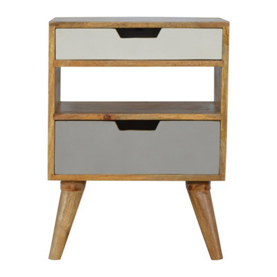 Artisan Furniture Solid Wood Grey and White Cut-out Bedside