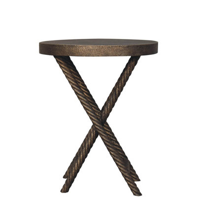 Artisan Furniture Solid Wood Metallic Rope Side Table
