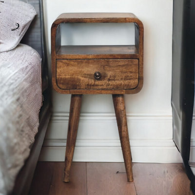 Artisan Furniture Solid Wood Mini Grey Wash Curve Open Bedside