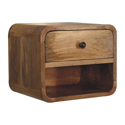Artisan Furniture Solid Wood Mini Oak-ish Floating Open Bedside