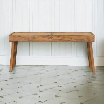 Artisan Furniture Solid Wood Open Rattan Bench
