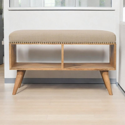 Artisan Furniture Solid Wood Studded Linen Open Bench