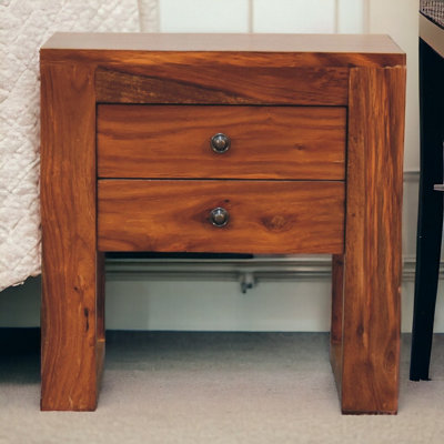 Artisan Furniture Solid Wood U-Square Honey Bedside