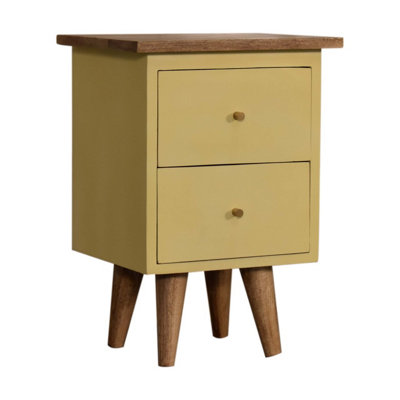 Artisan Furniture Solid Wood Yellow Hand Painted Bedside