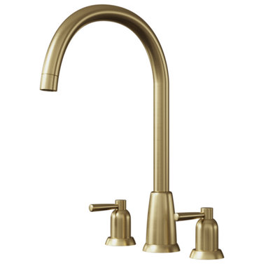 Artisan Kensington 3 Hole Traditional Kitchen Mixer Tap - Brushed Brass