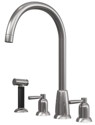 Artisan Kensington 3 Hole Traditional Kitchen Mixer Tap With Hand Spray - Pewter