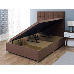 Artisan Side Lift Ottoman Storage Divan Bed Base Only 6FT Super King - Wool Chestnut