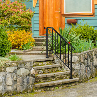 Artisasset Matte Black 3-Tier Iron Handrail for Outdoor Use