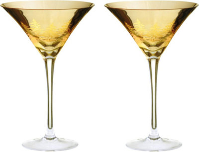 Artland Alpine Gold Decorative Martini Glasses 250ml - Set of 2