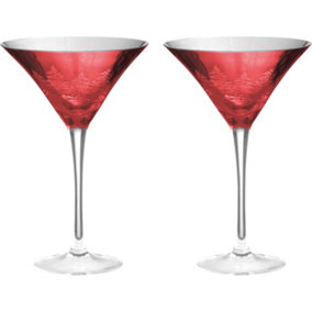 Artland Alpine Red Decorative Martini Glasses 250ml - Set of 2
