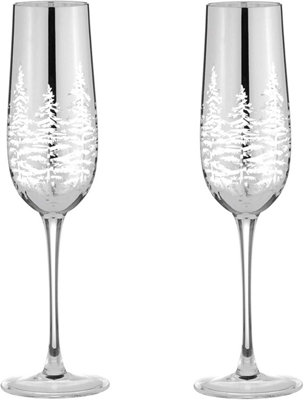 Artland Alpine Silver Decorative Champagne Flutes 250ml - Set of 2