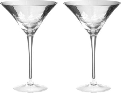Artland Alpine Silver Decorative Martini Glasses 250ml - Set of 2