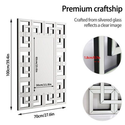 Artloge 100x70cm Decorative Irregular Wall Mirror Grecian Venetian Mirror Entryway Dining