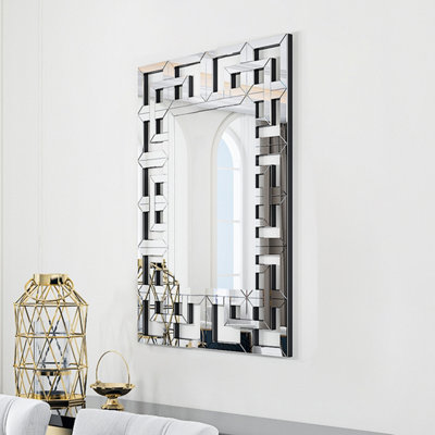 Artloge 100x70cm Decorative Irregular Wall Mirror Grecian Venetian Mirror Entryway Dining