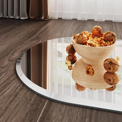 Artloge 120cm Frameless Wall Mirror Oblong Beveled Bathroom Mirror Shatterproof Beveled Polished
