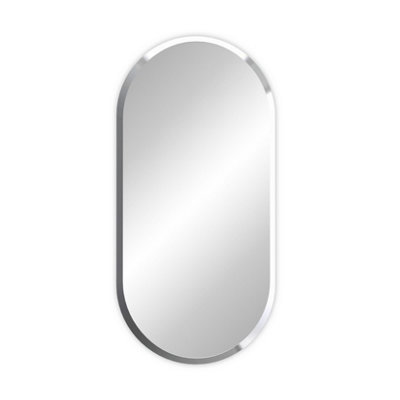 Artloge 120cm Frameless Wall Mirror Oblong Beveled Bathroom Mirror Shatterproof Beveled Polished