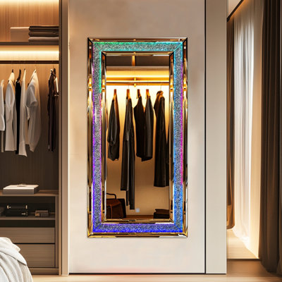 Artloge 120x60 Sparkle Crushed Crystal LED Wall Mirror RGB Light Stunning Lighted Mirror