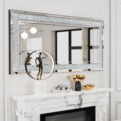 ARTLOGE 120x60cm Large Charming Diamond Wall Mirror Crushed Crystal Long Full Length Mirror