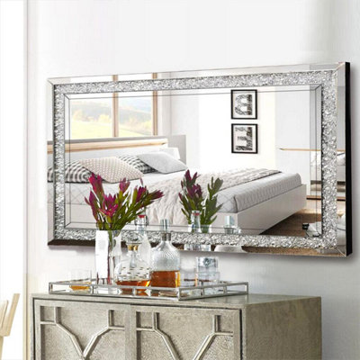 ARTLOGE 120x60cm Large Charming Diamond Wall Mirror Crushed