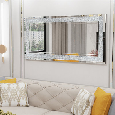ARTLOGE 120x60cm Large Charming Diamond Wall Mirror Crushed