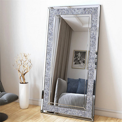 ARTLOGE 120x60cm Large Charming Diamond Wall Mirror Crushed