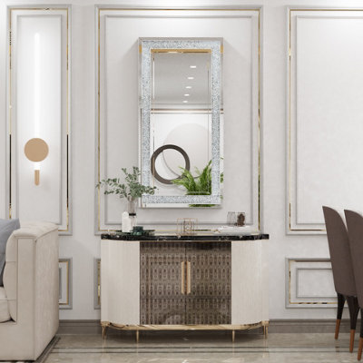 ARTLOGE 120x60cm Large Charming Diamond Wall Mirror Crushed