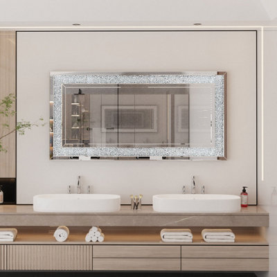 ARTLOGE 120x60cm Large Charming Diamond Wall Mirror Crushed