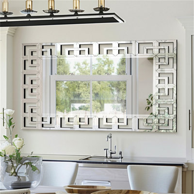 Artloge 120x70cm XL Decorative Irregular Wall Mirror Grecian Venetian Mirror Entryway Dining