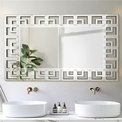 Artloge 120x70cm XL Decorative Irregular Wall Mirror Grecian Venetian Mirror Entryway Dining