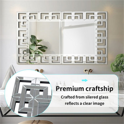 Artloge 120x70cm XL Decorative Irregular Wall Mirror Grecian Venetian Mirror Entryway Dining