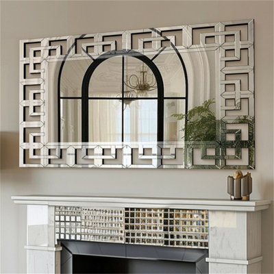 Artloge 120x70cm XL Decorative Irregular Wall Mirror Grecian Venetian Mirror Entryway Dining