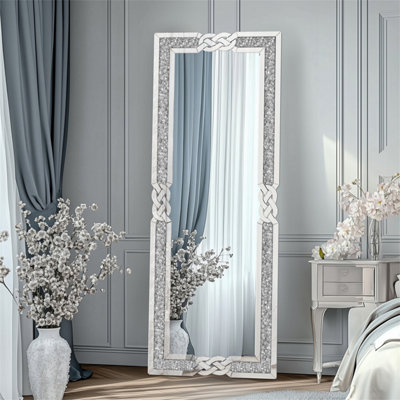Artloge 160cm Large Diamond Crush Crystal Full Length Mirror Glass Frameless Make Up Mirror