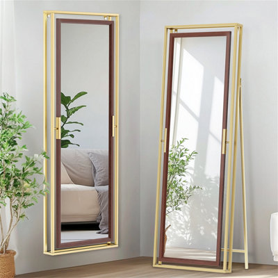 Artloge 160CM Large Metal Framed Stand Floor Mirror Tiltable Home Full Length Mirror Wall Mountable