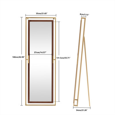 Artloge 160CM Large Metal Framed Stand Floor Mirror Tiltable Home Full Length Mirror Wall Mountable