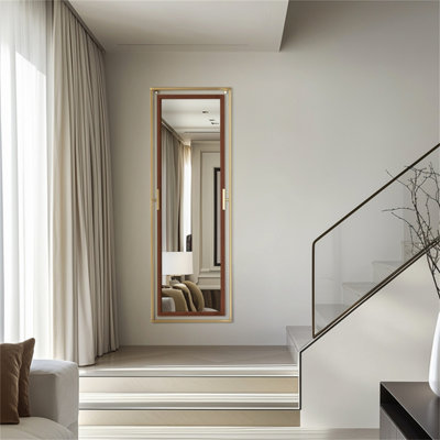 Artloge 160CM Large Metal Framed Stand Floor Mirror Tiltable Home Full Length Mirror Wall Mountable