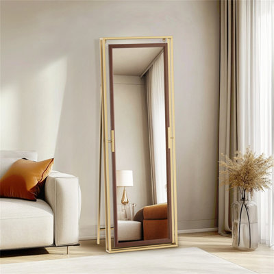 Artloge 160CM Large Metal Framed Stand Floor Mirror Tiltable Home Full Length Mirror Wall Mountable