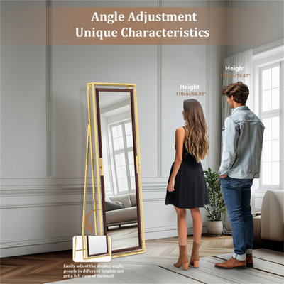 Artloge 160CM Large Metal Framed Stand Floor Mirror Tiltable Home Full Length Mirror Wall Mountable