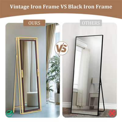 Artloge 160CM Large Metal Framed Stand Floor Mirror Tiltable Home Full Length Mirror Wall Mountable