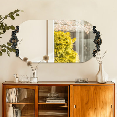 Artloge 50x100cm Vintage Gold Baroque Wall Mirror Scrolled Oval Ornate Mid Century Italy