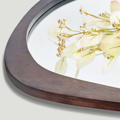 Artloge 50x70cm Wooden Frame Irregular Mirror Asymmetric Pebble Wall Mirror Horizontal & Vertical Hang