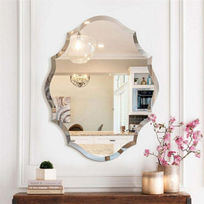 Artloge 56x71cm Antique Floral Outcut Oval Wall Mirror Decorative Makeup Vanity Mirror
