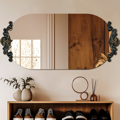 Artloge 60x120cm Vintage Gold Baroque Wall Mirror Scrolled Oval Ornate Mid Century Italy
