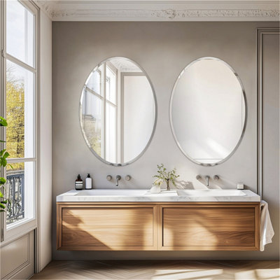 Oval Beveled Bathroom Mirrornull